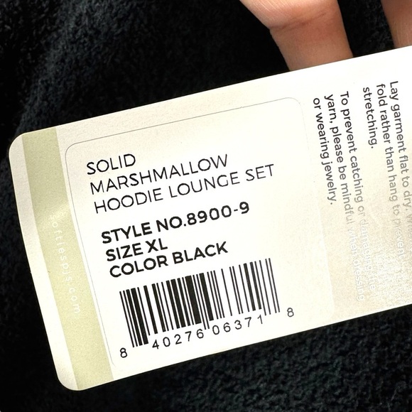 Softies Solid Marshmallow Hoodie Lounge Set, Black, Size XL - Picture 7 of 16